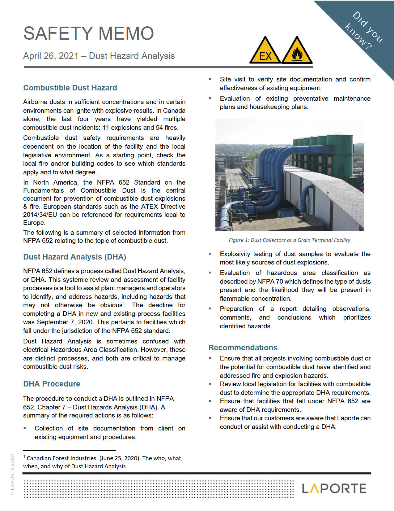 Dust Hazard Analysis Laporte Consultants