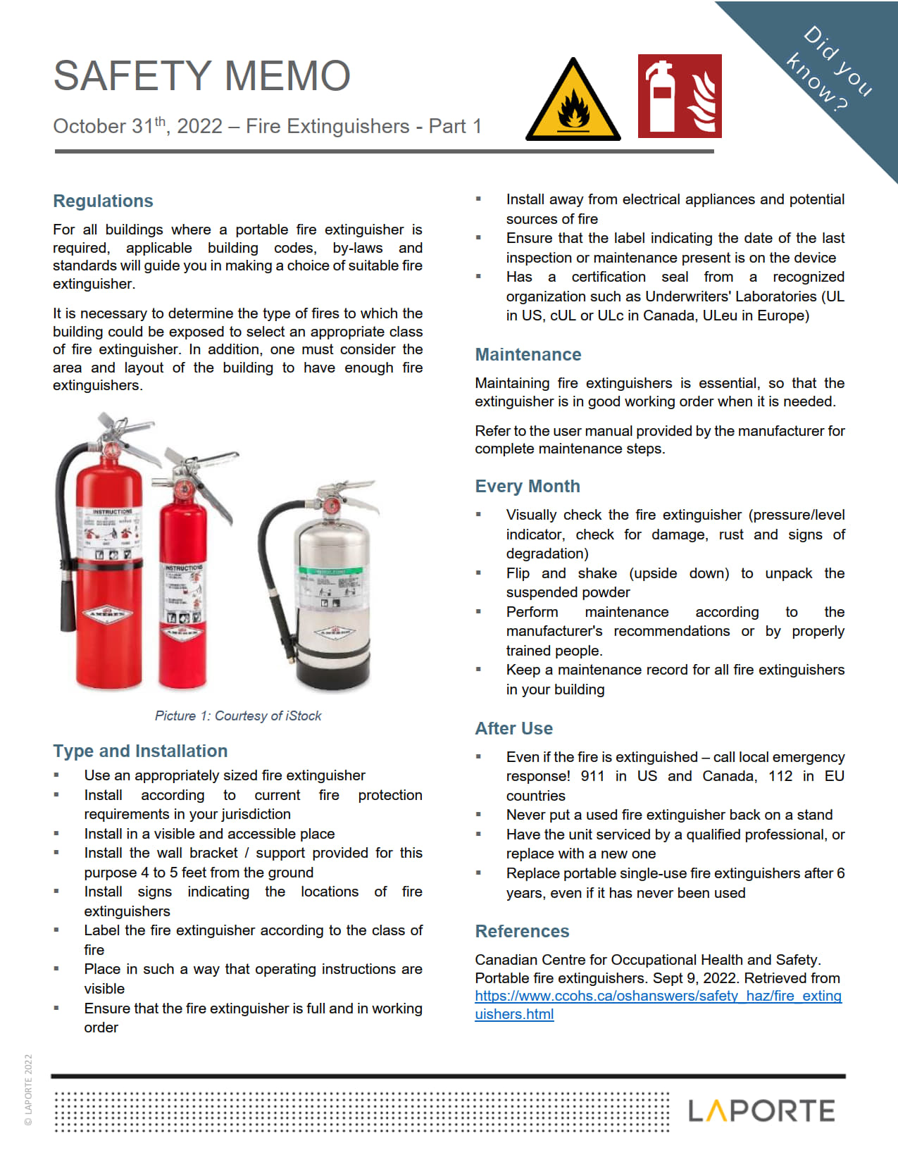 Fire Extinguishers - Part 1 - Laporte Consultants